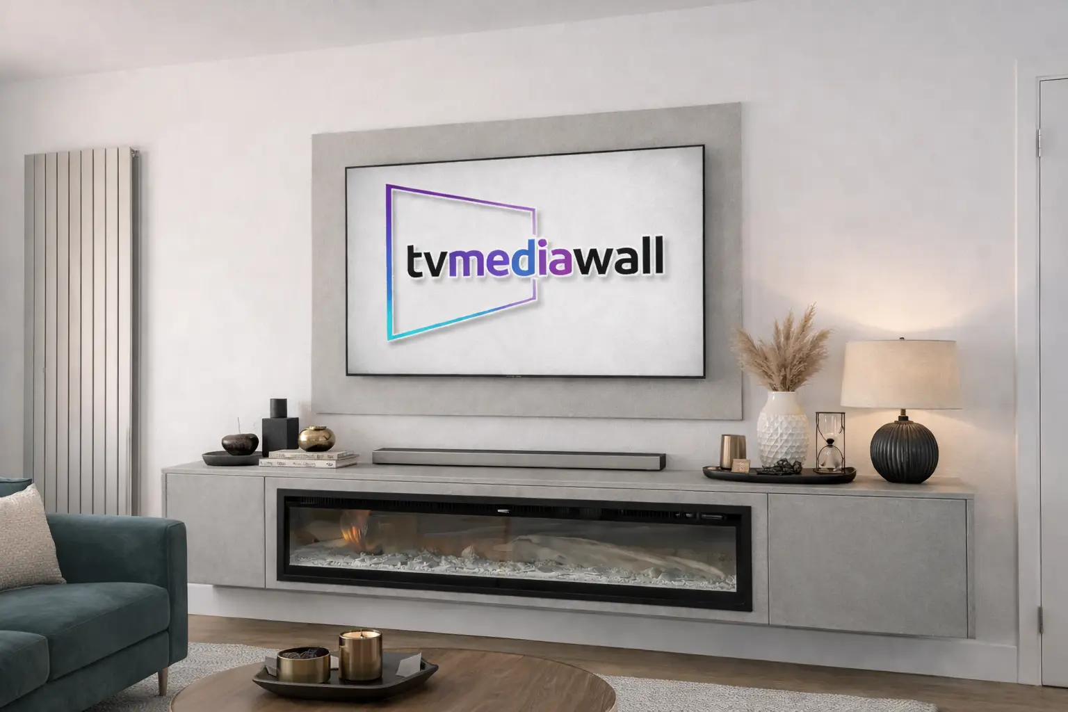 Media Wall Bundle Four (TV Panel and Floating Unit w/Fire Only) - Image 2