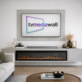 Media Wall Bundle Four (TV Panel and Floating Unit w/Fire Only)