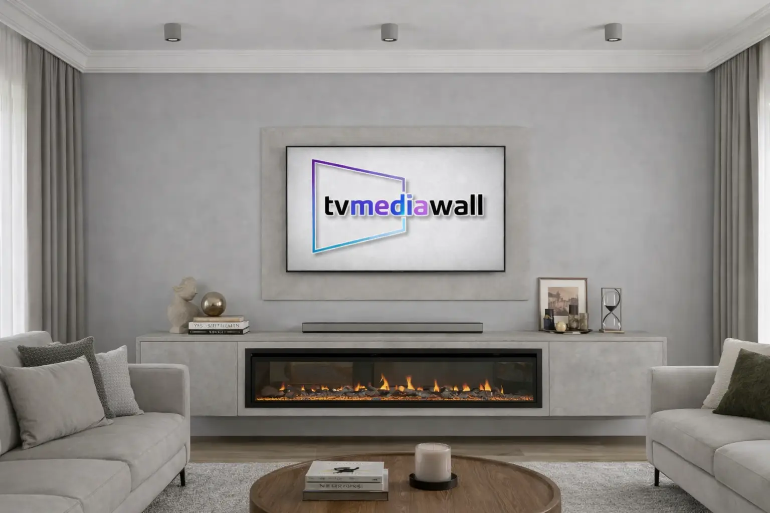 Media Wall Bundle Four (TV Panel and Floating Unit w/Fire Only) - Image 3