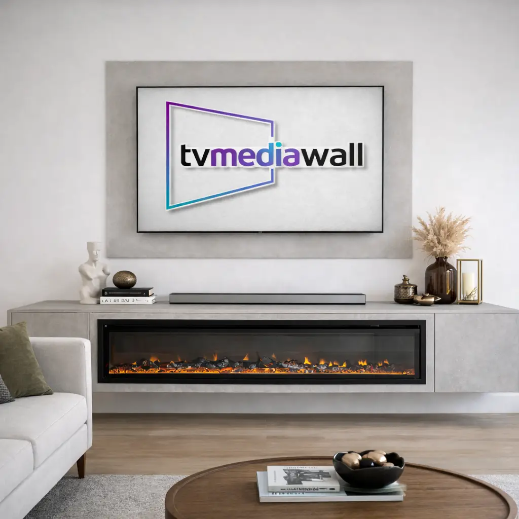 Media Wall Bundle Four (TV Panel and Floating Unit w/Fire Only)